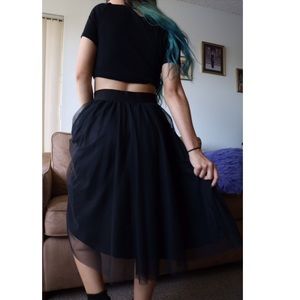 Tulle black long skirt